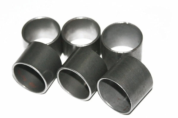 Set of six front fork bushings, dark metal cylindrical sleeves