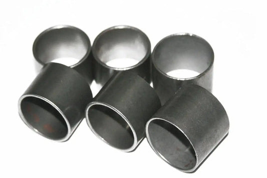 Set of six front fork bushings, dark metal cylindrical sleeves