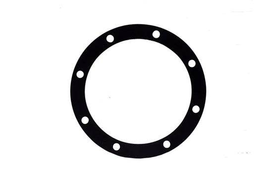 Round black gasket with evenly spaced bolt holes
