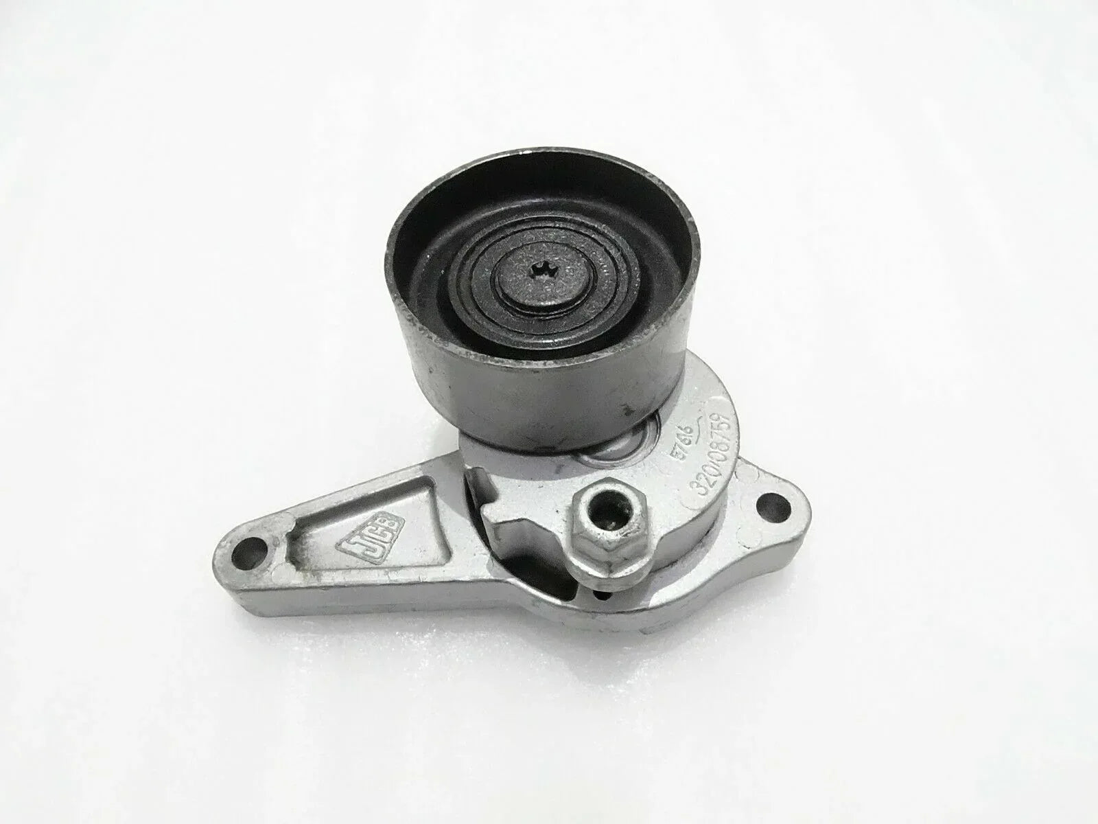 Auto belt tensioner bracket with black rubber pulley