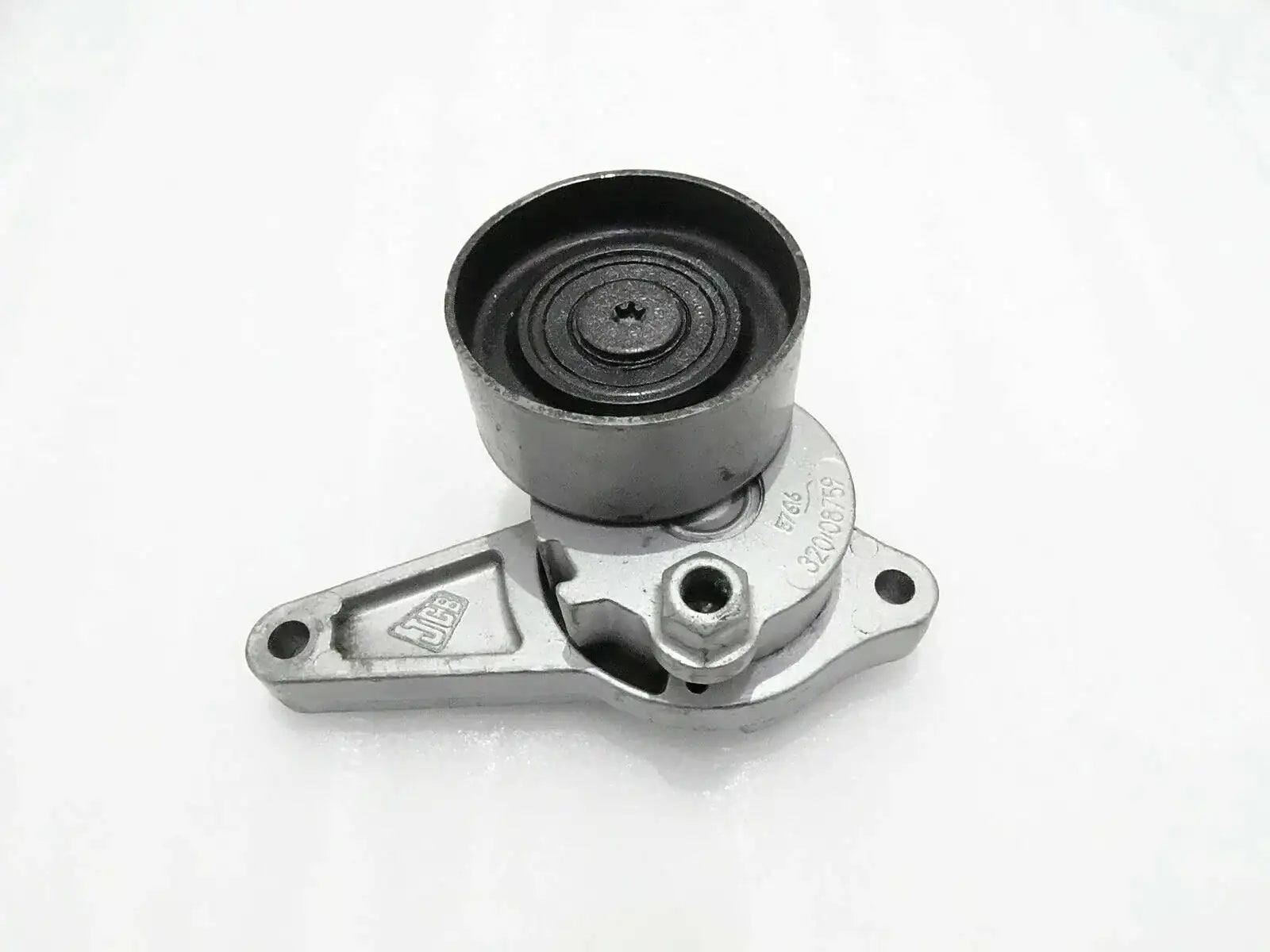 Auto belt tensioner bracket with black rubber pulley