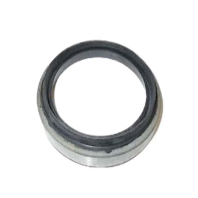 Front hub oil seal, round black rubber with silver metal outer ring