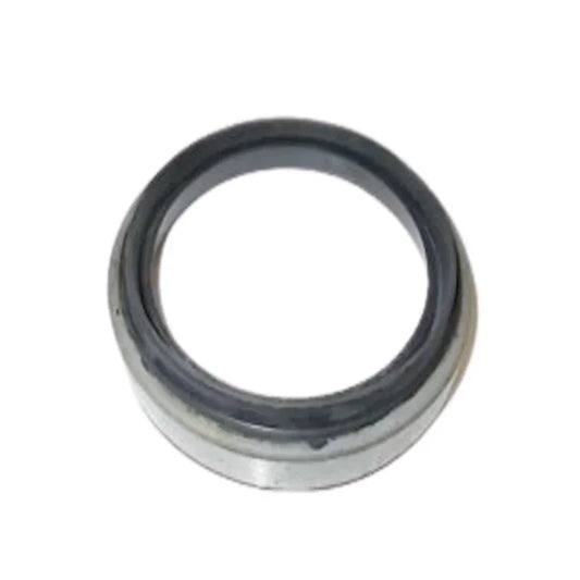 Front hub oil seal, round black rubber with silver metal outer ring