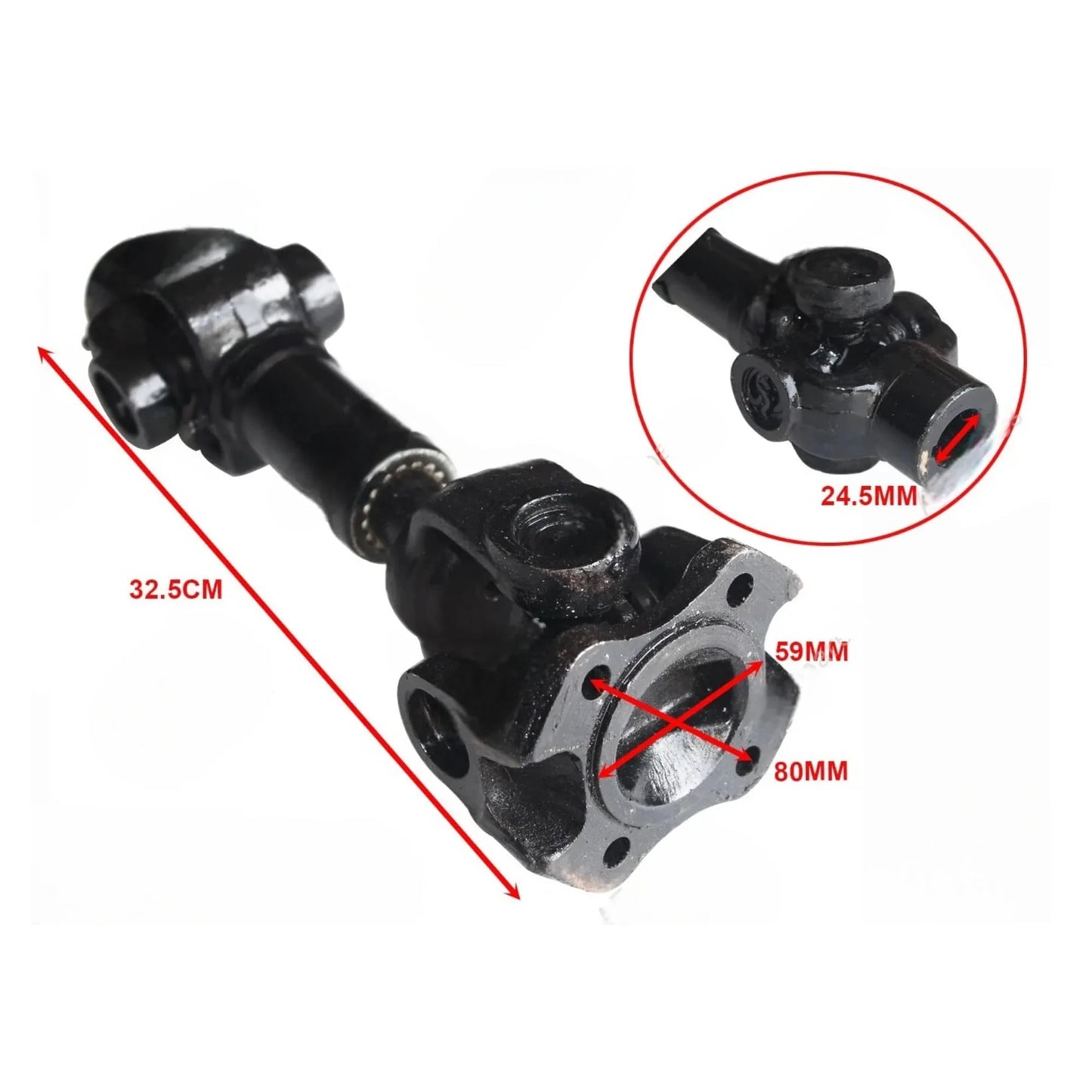 JCB 3CX hydraulic pump drive shaft showing detailed dimensions and design features