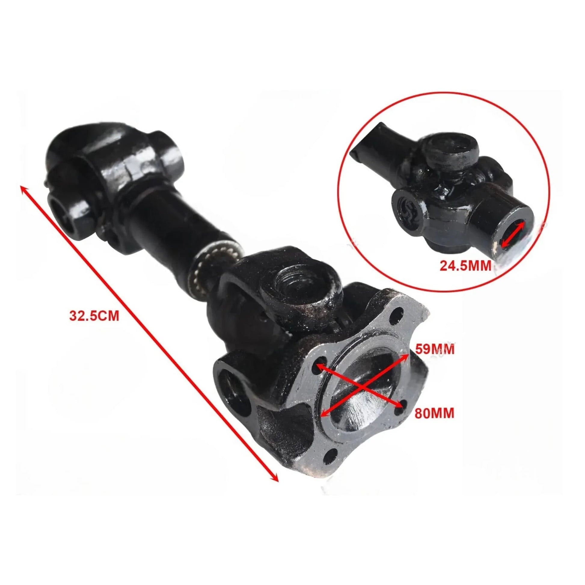 JCB 3CX hydraulic pump drive shaft showing detailed dimensions and design features