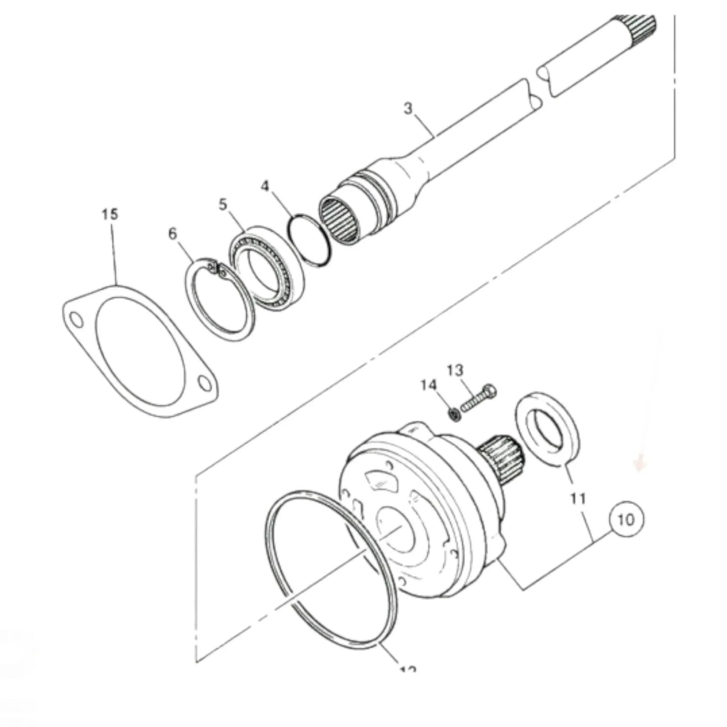 JCB 3CX hydraulic pump replacement diagram showing parts and assembly details