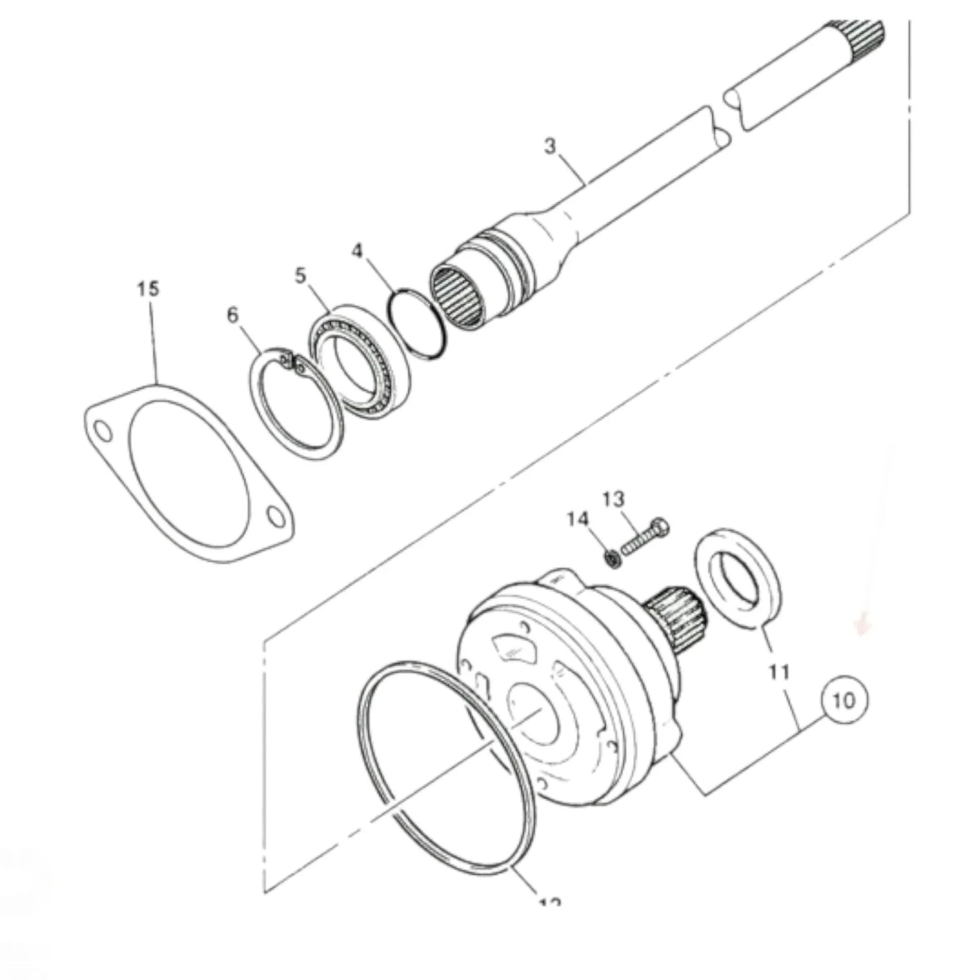 JCB 3CX hydraulic pump replacement diagram showing parts and assembly details