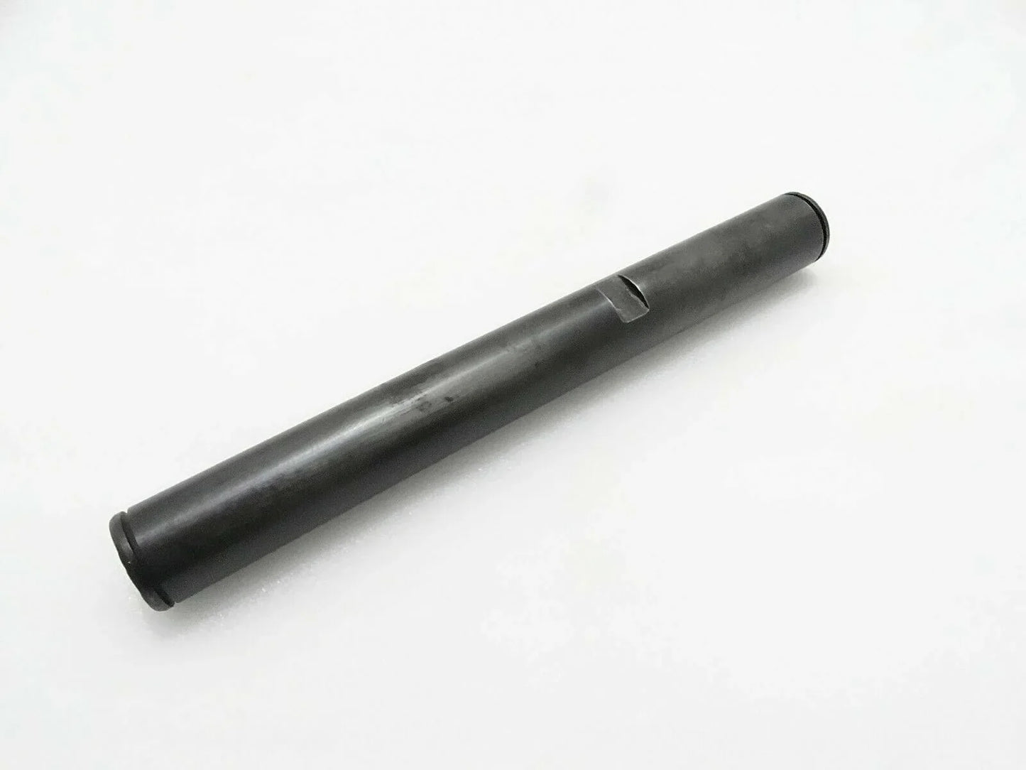 Metal cylindrical pin with dark gray finish and rounded ends