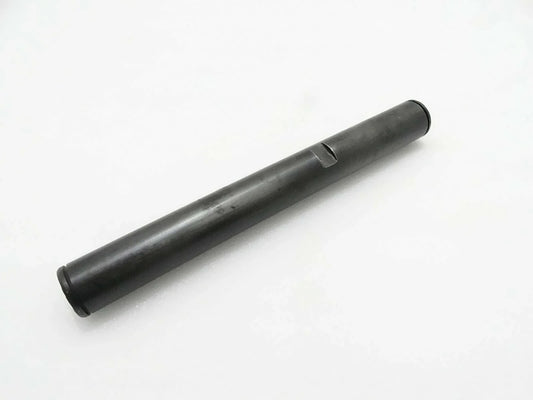 Metal cylindrical pin with dark gray finish and rounded ends