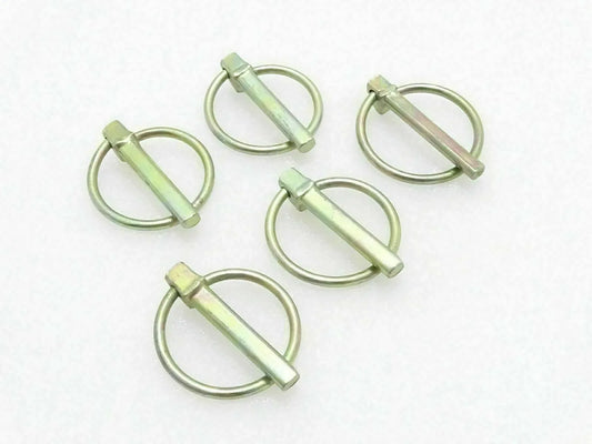 5-pack metal lynch pins with split rings, light green coating