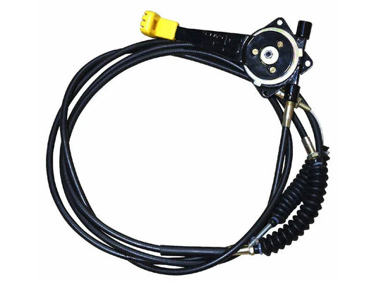 Throttle cable assembly with lever, black cable and metal throttle body