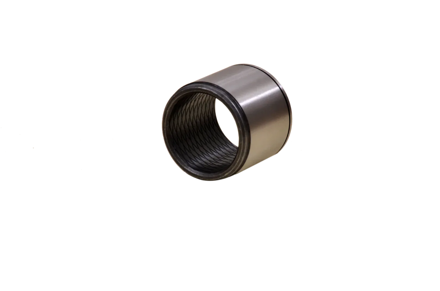 Cylindrical bearing liner bush with dark inner surface and metal outer sleeve