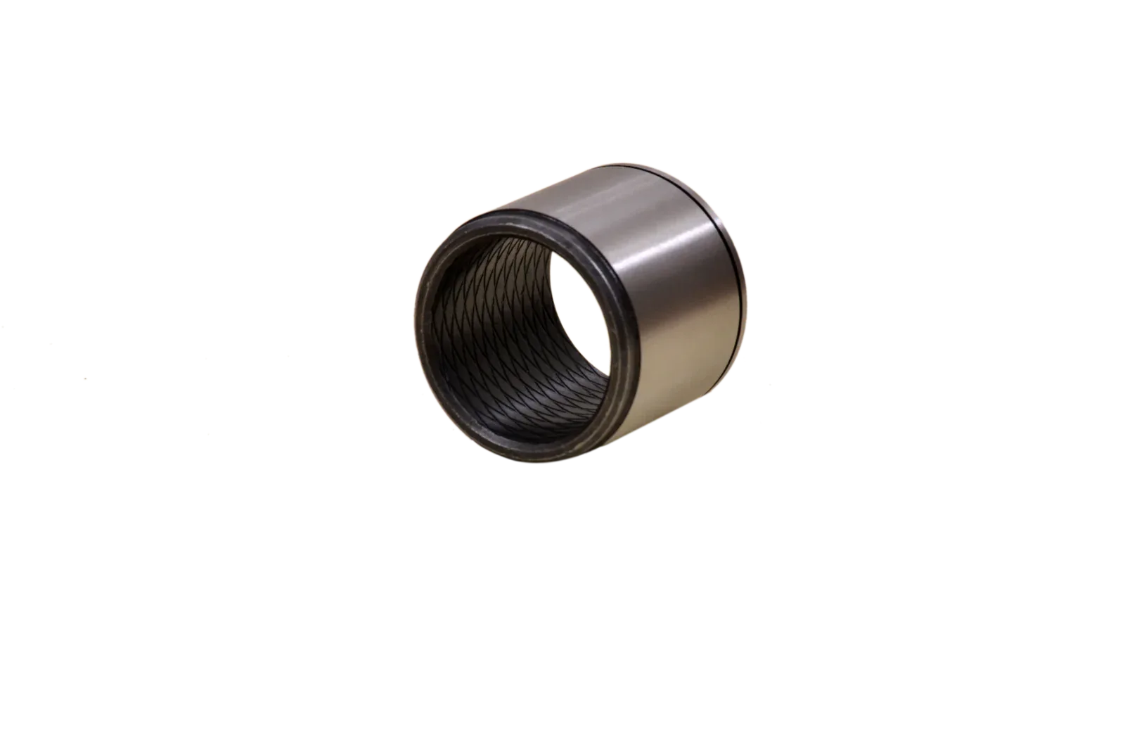Cylindrical bearing liner bush with dark inner surface and metal outer sleeve