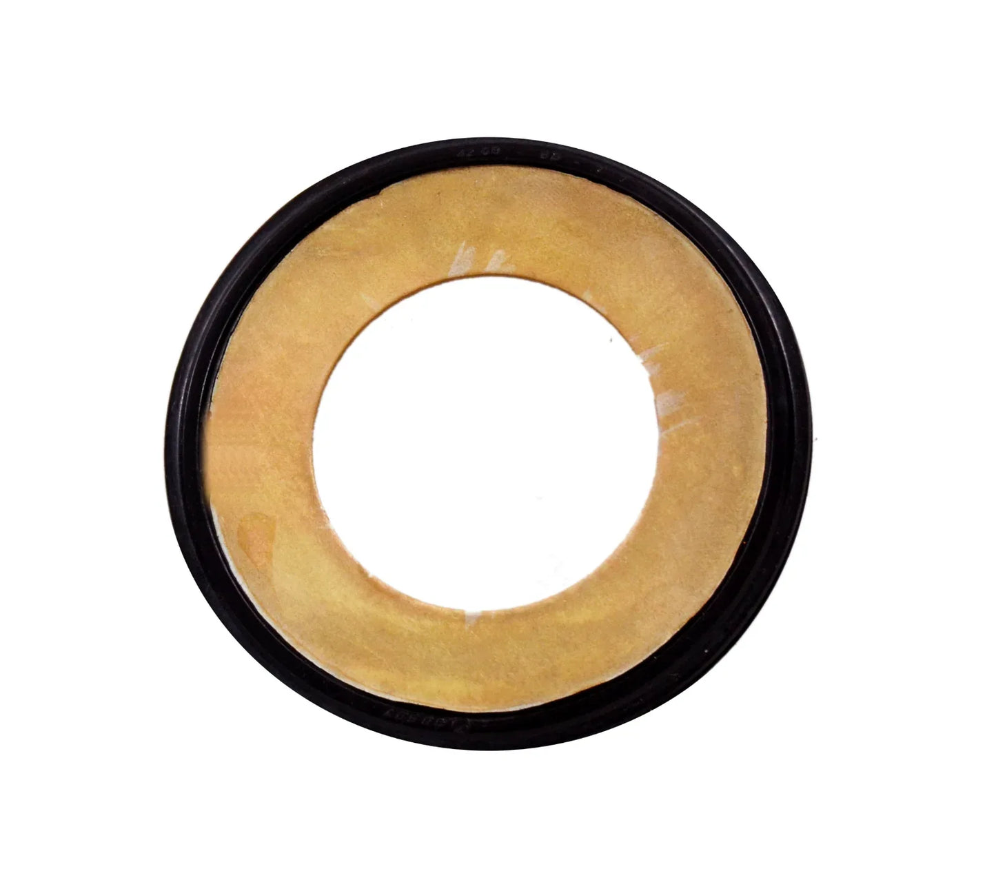 Rubber grease seal with black outer ring and tan inner lip