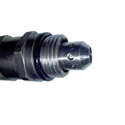 JCB 3DX Super main relief valve close-up showing precision engineering