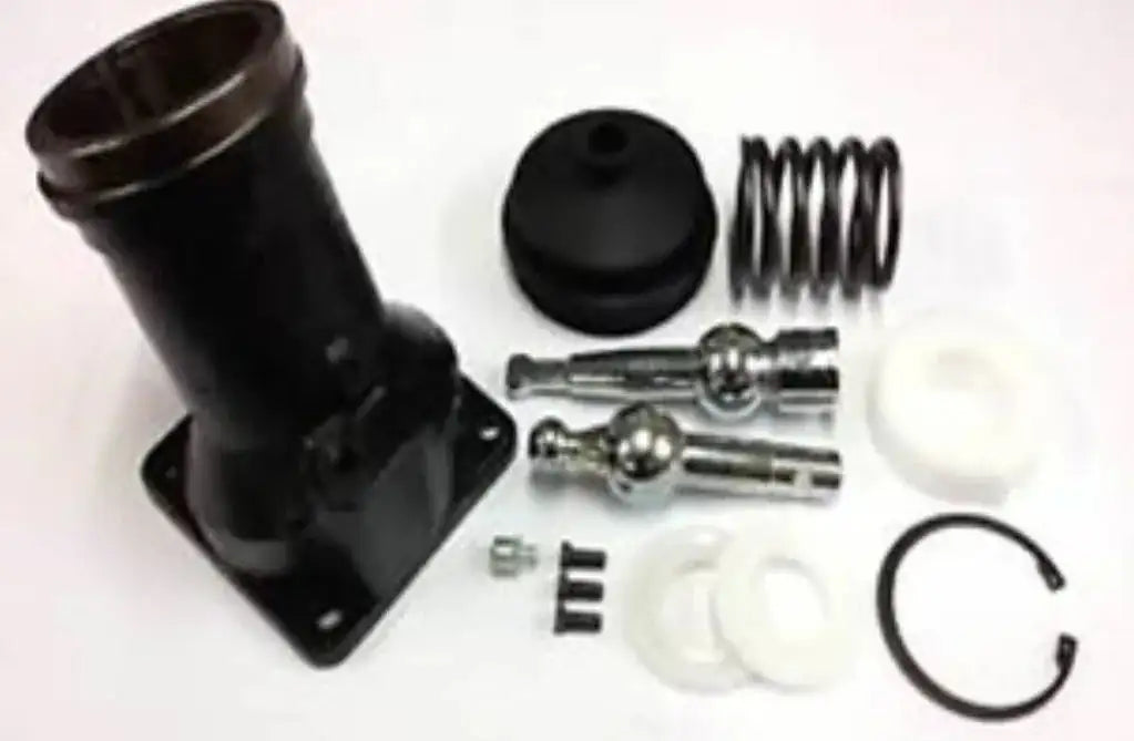 Gear lever housing turret assembly with black boot, spring, pins, and seals