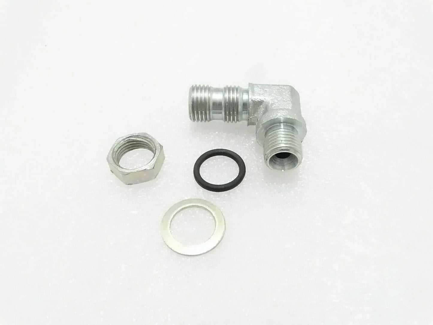 Hydraulic adapter with threaded fittings, O-ring and gasket, part 816/90476