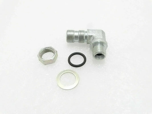 Hydraulic adapter with threaded fittings, O-ring and gasket, part 816/90476