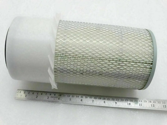 Cylindrical pleated air filter element with wire mesh, end caps