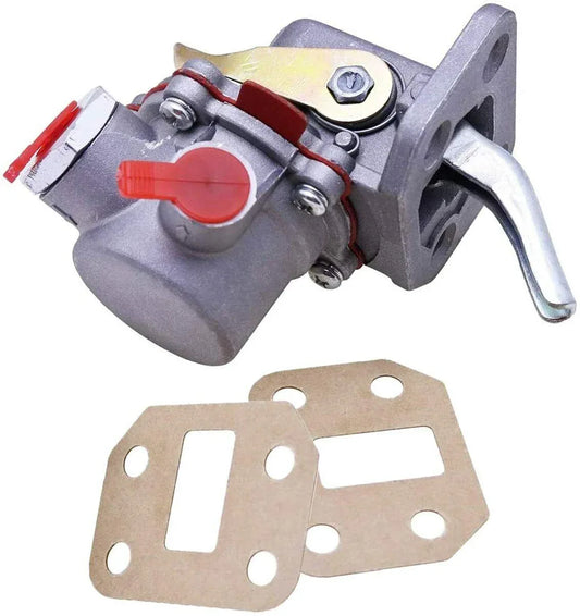 Metal fuel lift pump with red lever, mounting bracket plates and wiring harness