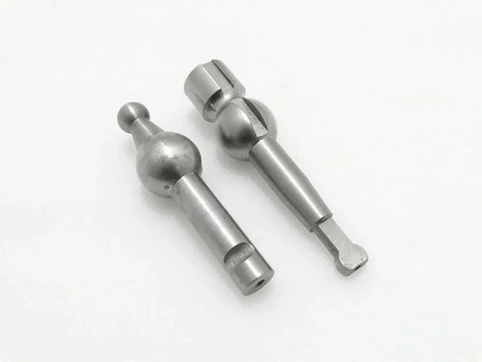 Gear shift lever pair, silver metal with ball and threaded ends