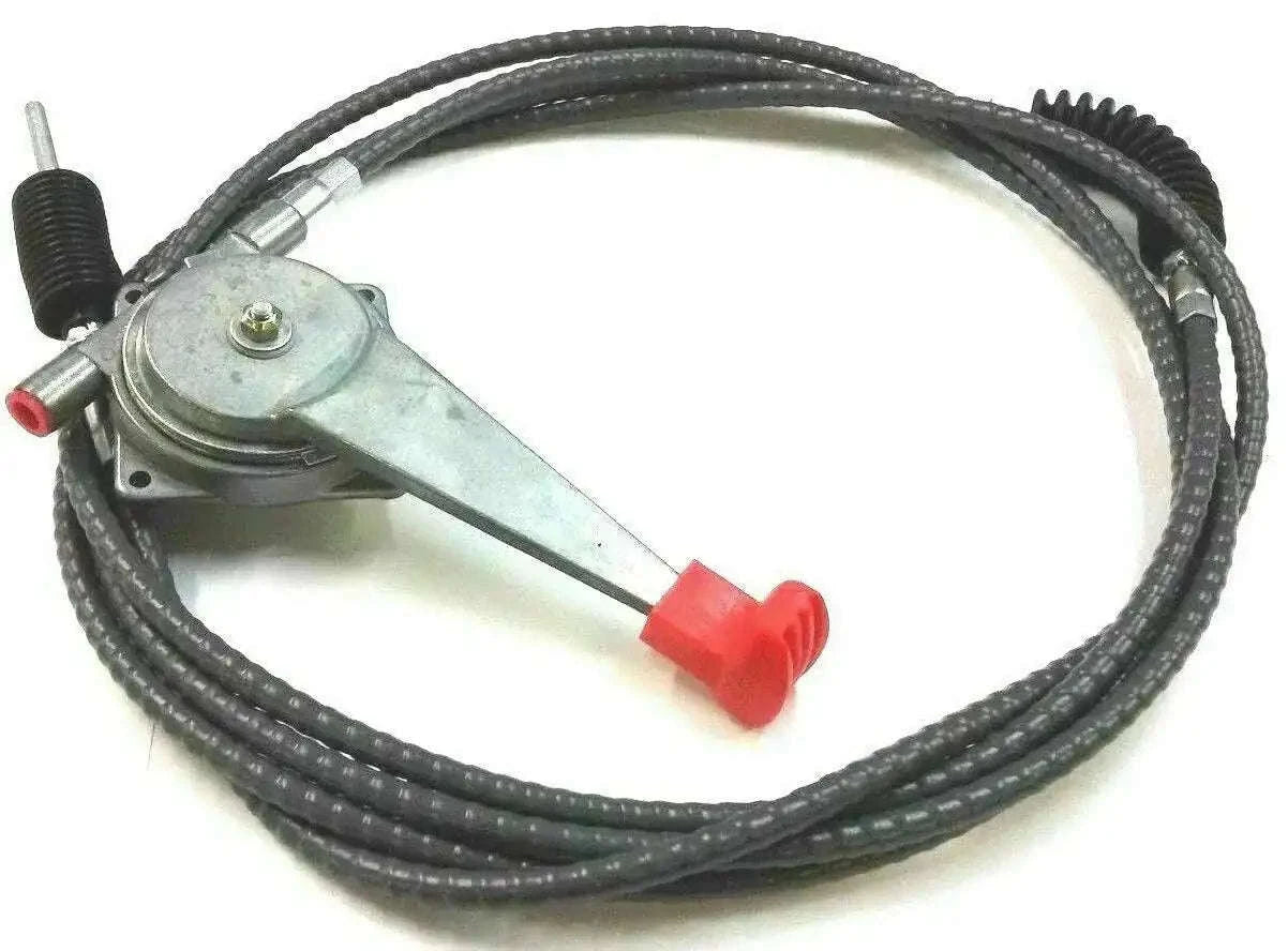 Throttle cable assembly with lever and red knob, black braided cable