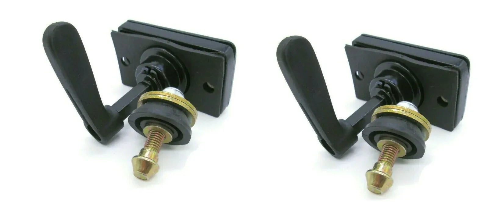 Black window latch catch with threaded bolt, two-piece set