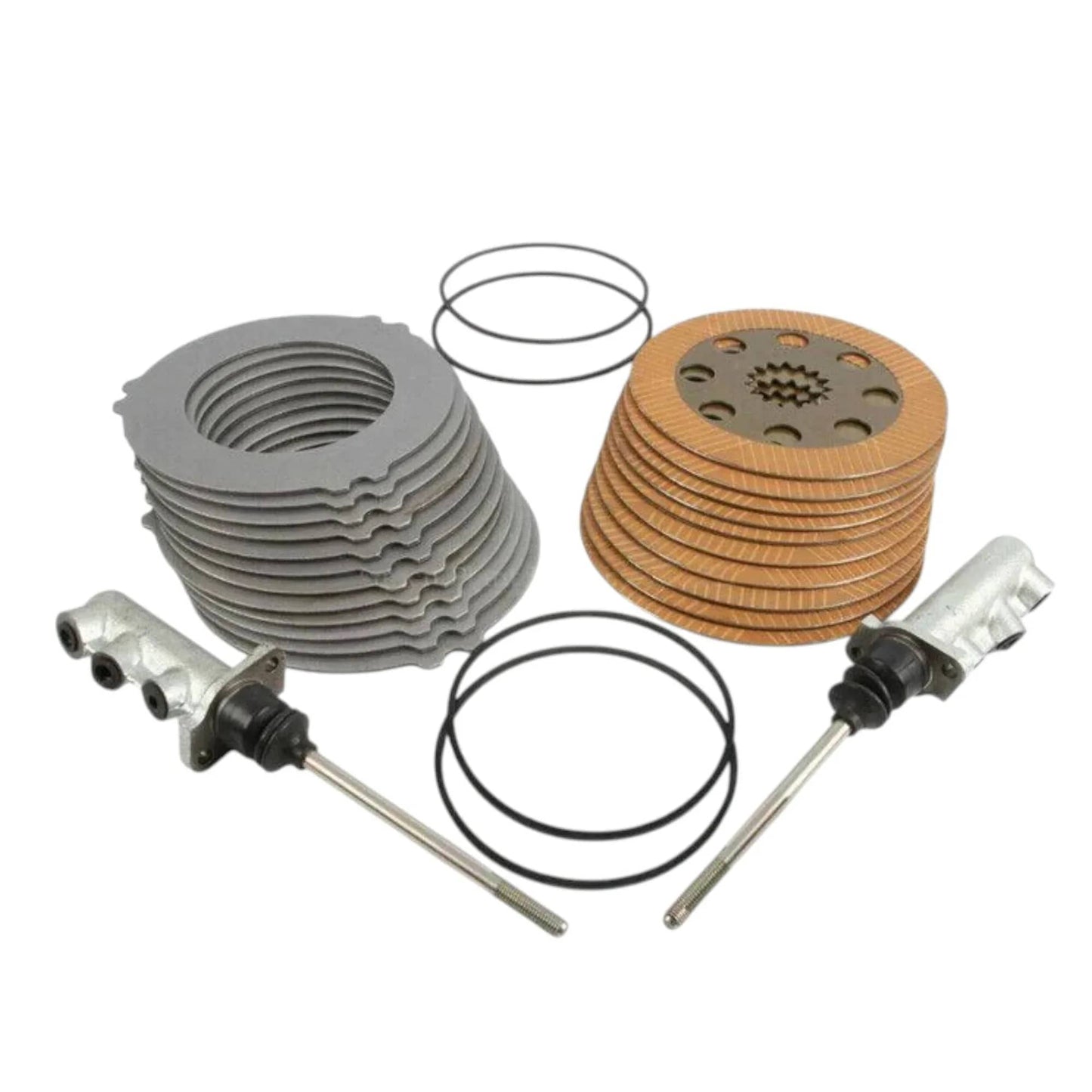 JCB brake repair kit including gaskets, friction plates, and hydraulic cylinders for reliable brake performance