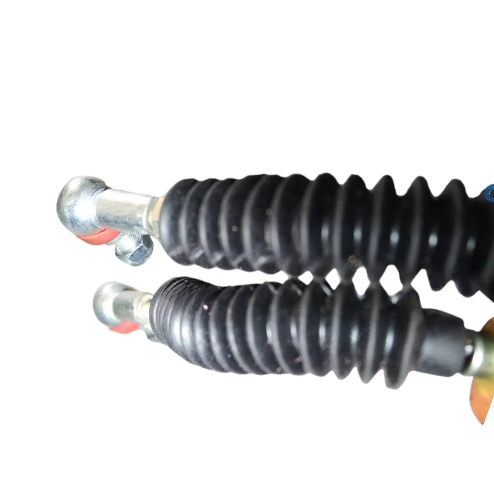 Coiled cable lock assembly with black corrugated sleeve and metal connector tips