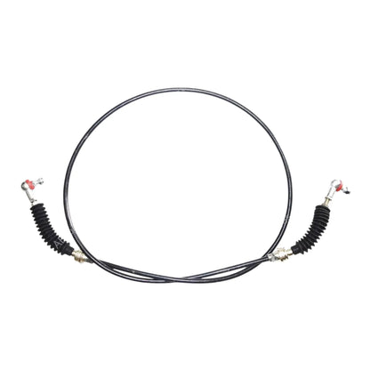 Cable lock assembly with black coiled cables and metal eyelet fittings