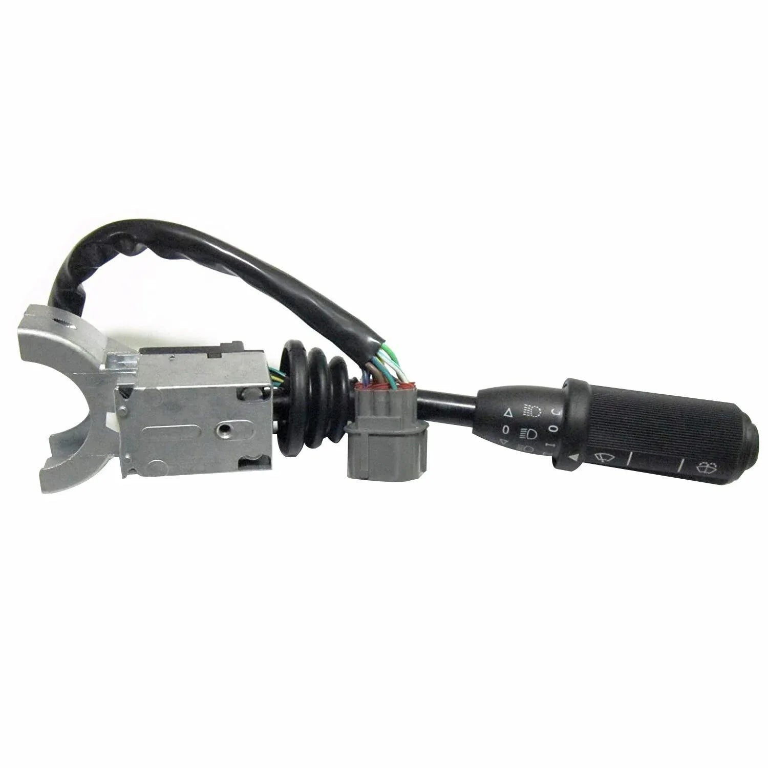 Vehicle combination switch with black handle, forward/reverse selector and wiring harness