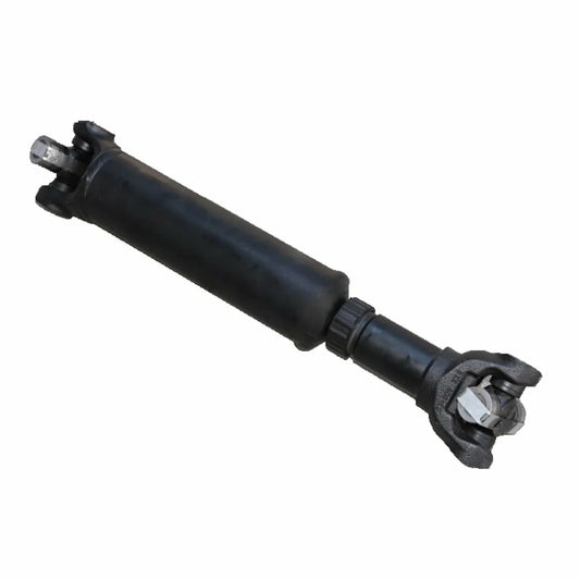 Dark metal drive shaft with U-joint yoke ends