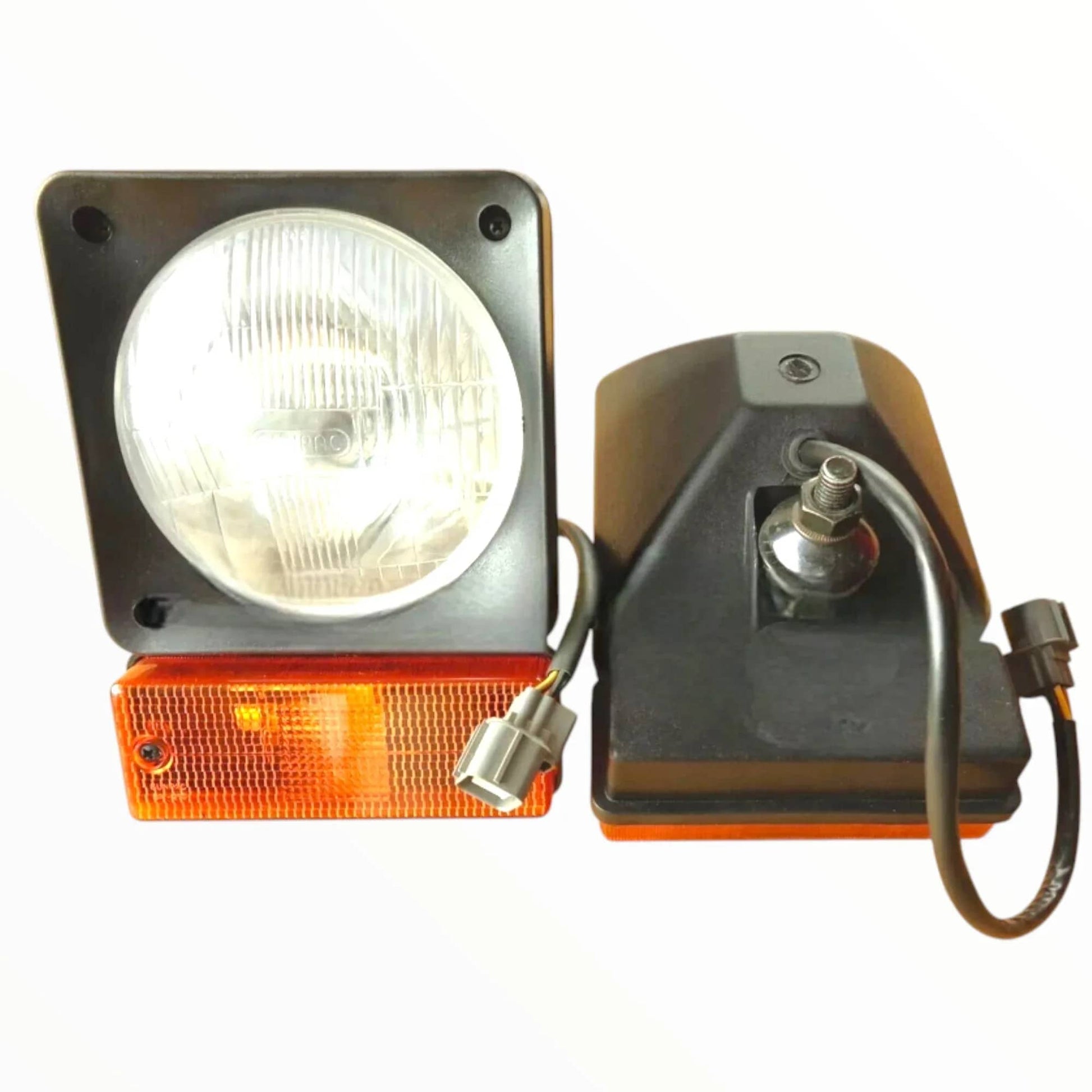 JCB headlamp assembly set featuring a front light and side marker light for enhanced visibility