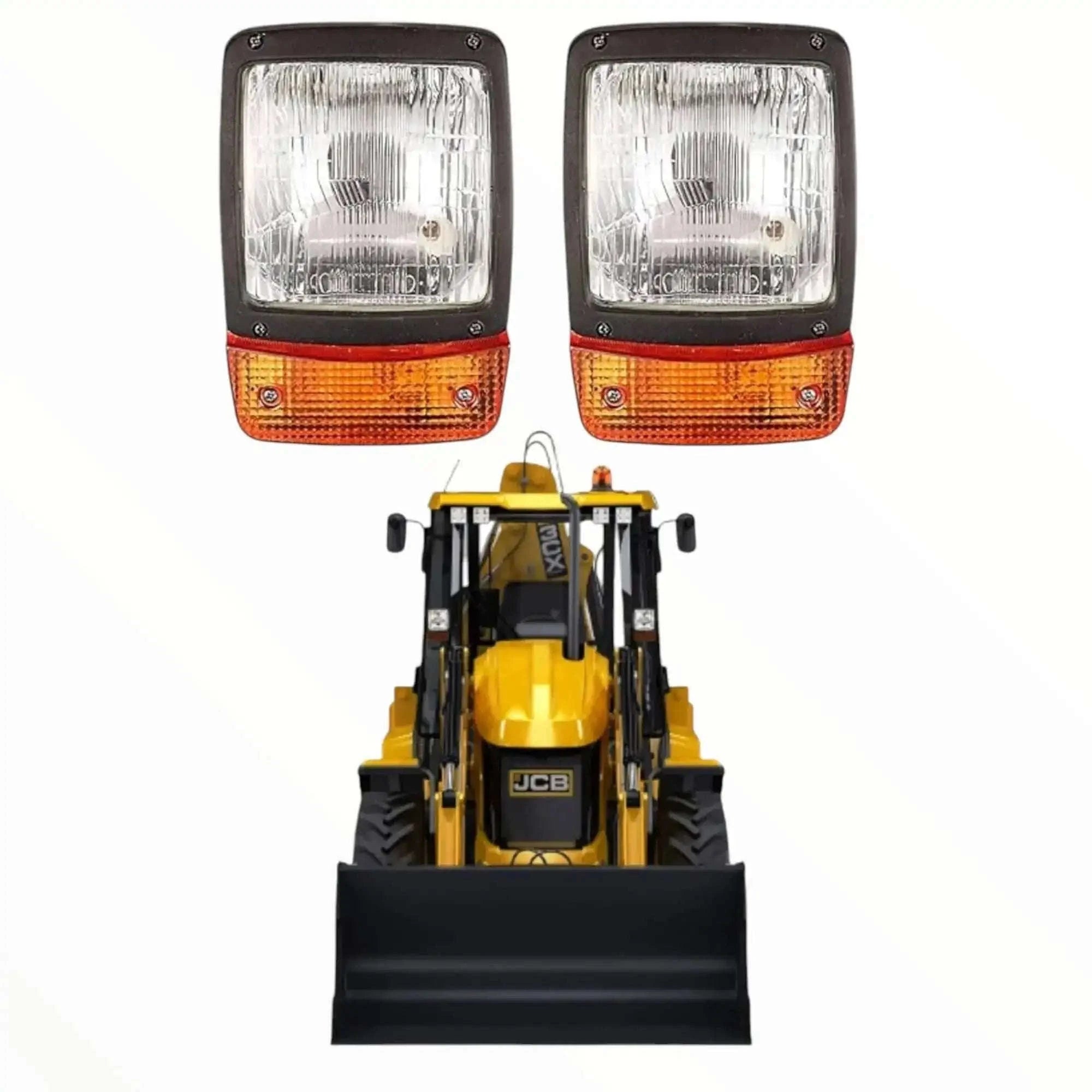 JCB Headlight with Indicator – Amber/Clear Lens 12V (Replacement Part 700/38400) Pair - StellerGear
