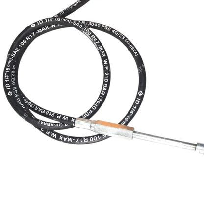 Flexible grease hose with printed markings and metal coupler