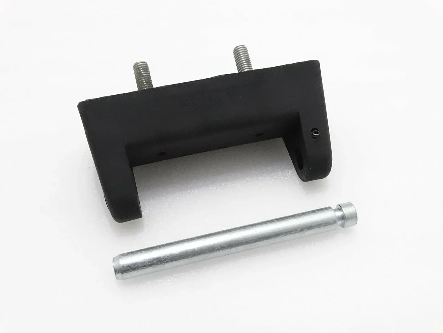 Black hinge block assembly with bolts and steel pin shaft