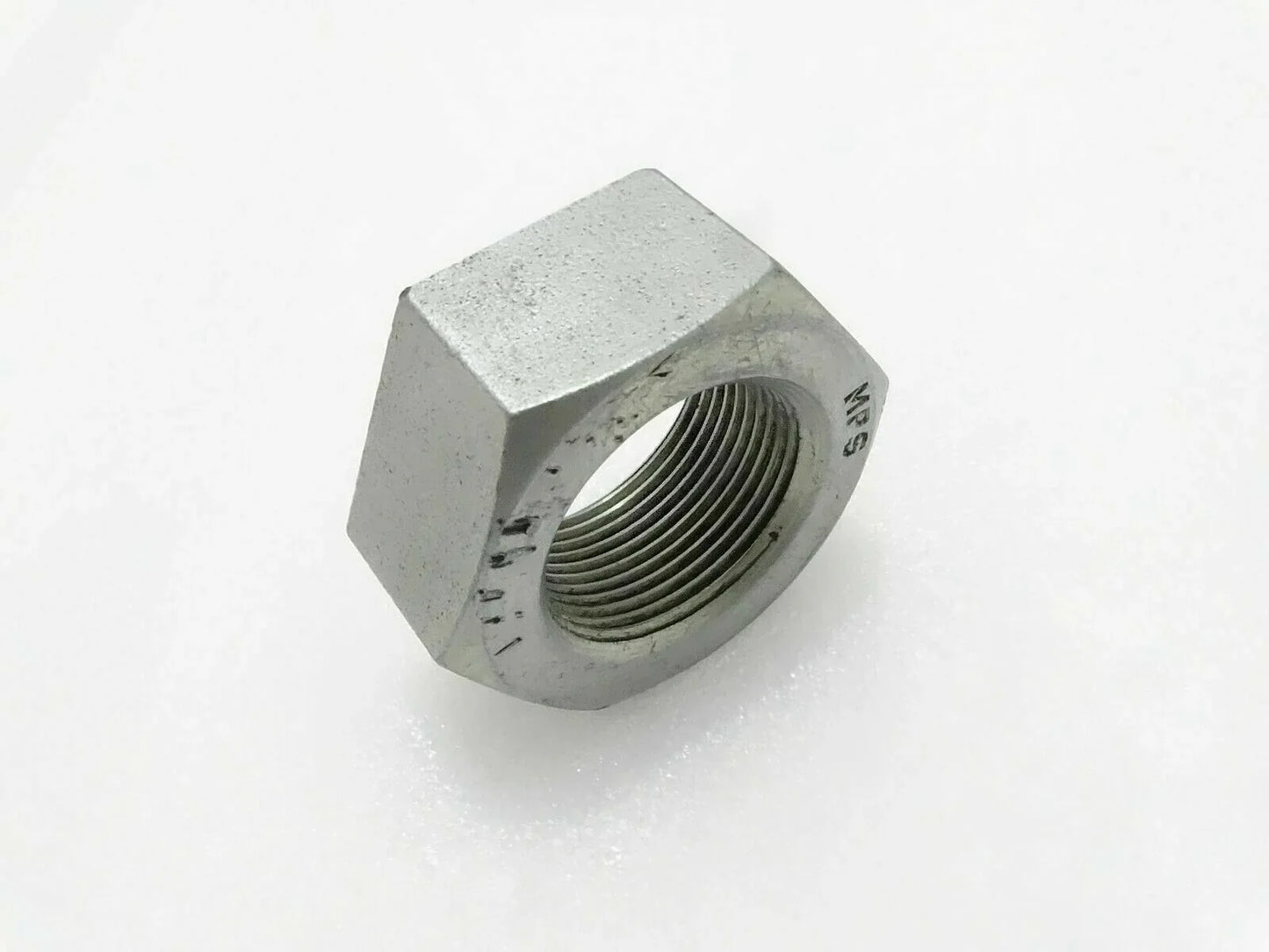 Hex hydraulic clamp nut with internal threads, silver metal