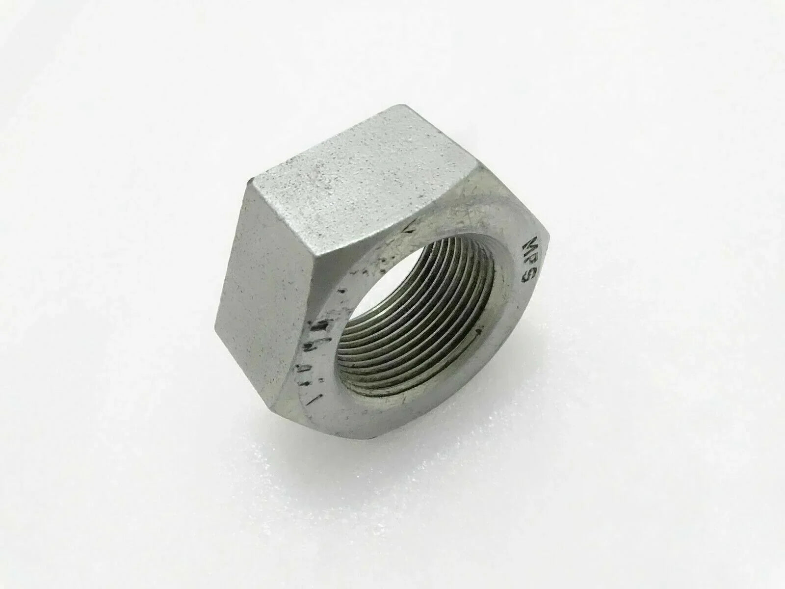 Hex hydraulic clamp nut with internal threads, silver metal