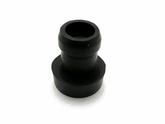 Black rubber cab mounting bushing with stepped cylindrical shape