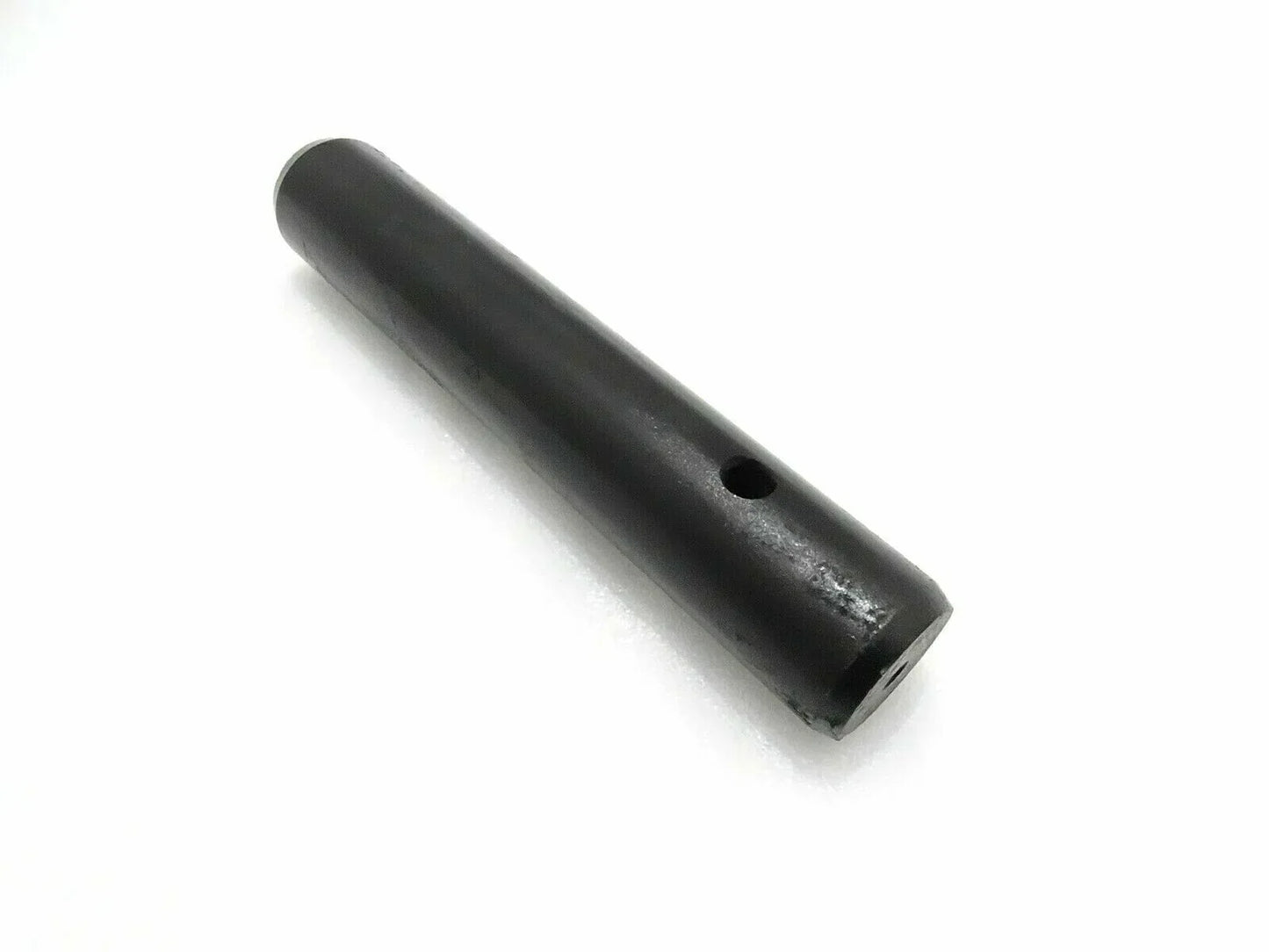 Mini digger pin, black cylindrical metal pin with side hole