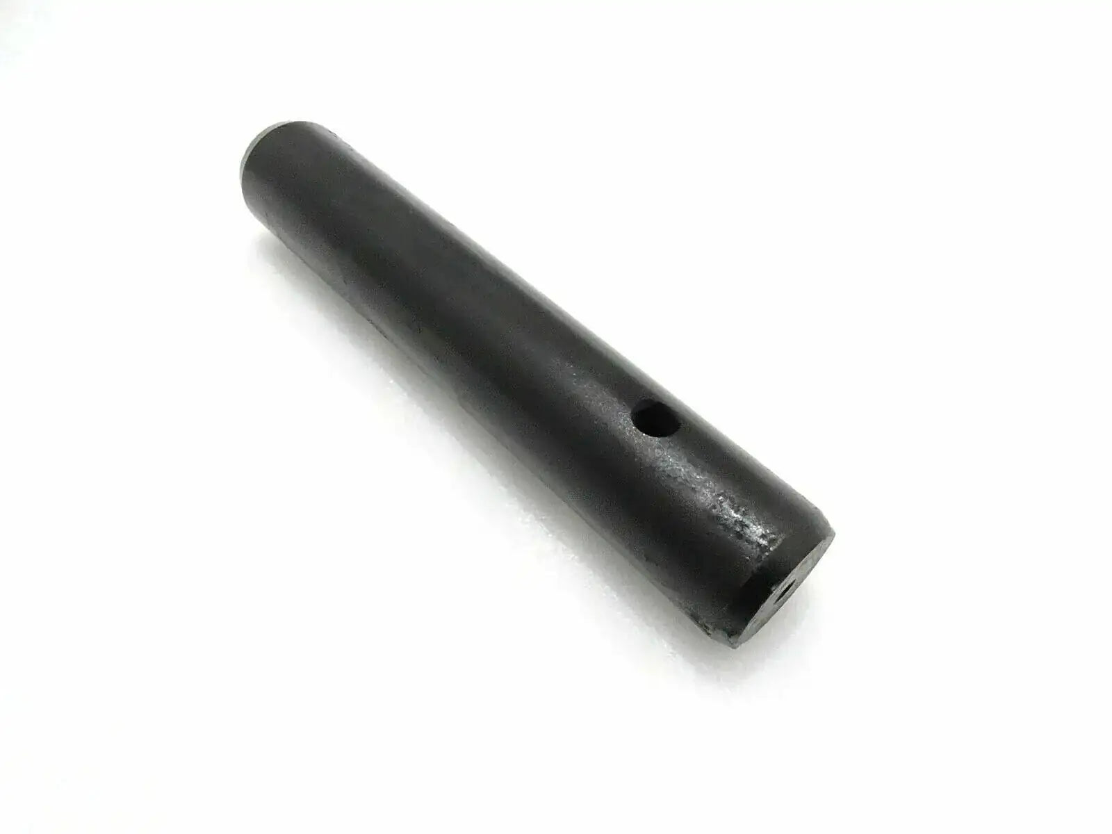 Mini digger pin, black cylindrical metal pin with side hole