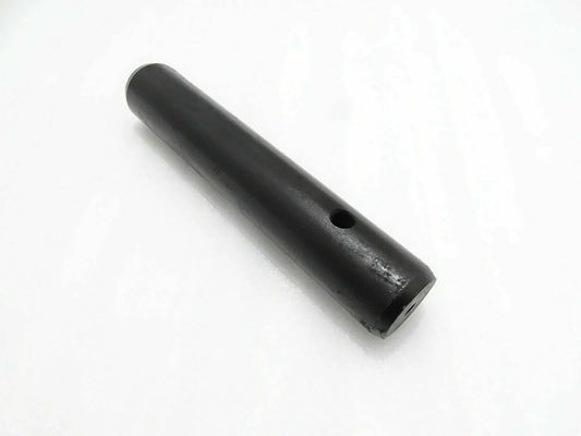 Black metal pin with side hole for mini digger attachment