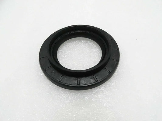 Black circular oil seal with inner sealing lip and outer housing