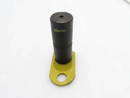 Metal shovel pin with yellow mounting plate and central hole