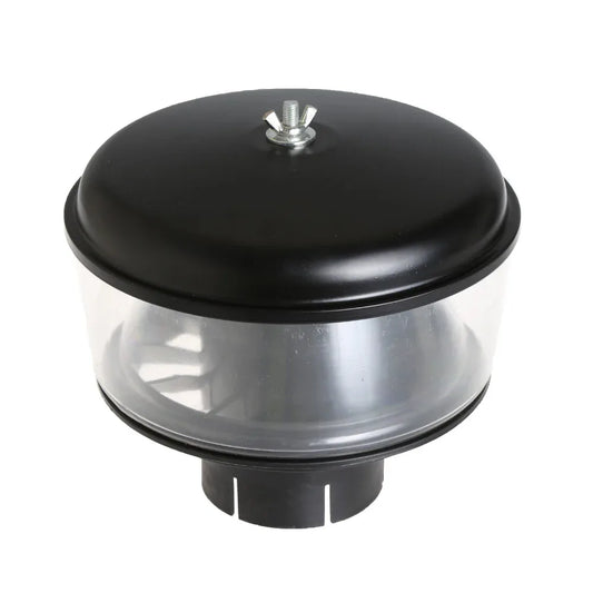 Precleaner assembly with black cap and clear plastic housing, central bolt