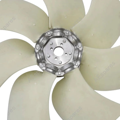 JCB skid loader radiator cooling fan with durable plastic blades and metal hub for optimal engine cooling