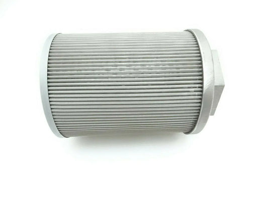 Cylindrical suction strainer with pleated mesh filter, light gray
