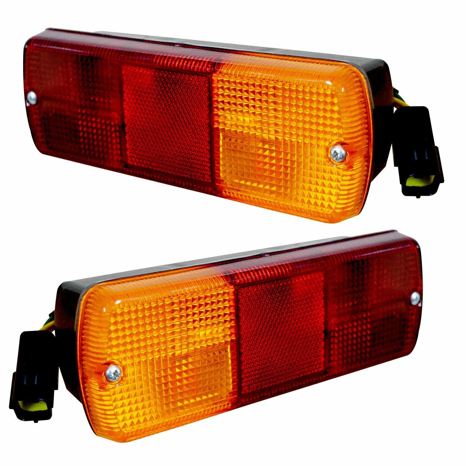 Rear light set with amber and red rectangular lenses, dual lamps and brackets