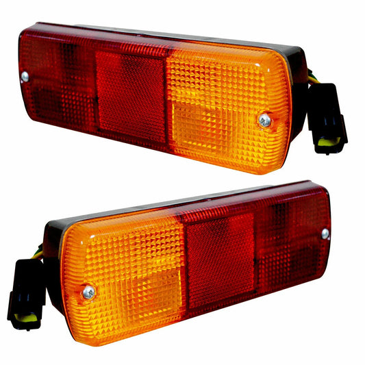 Rear light set with amber and red rectangular lenses, dual lamps and brackets