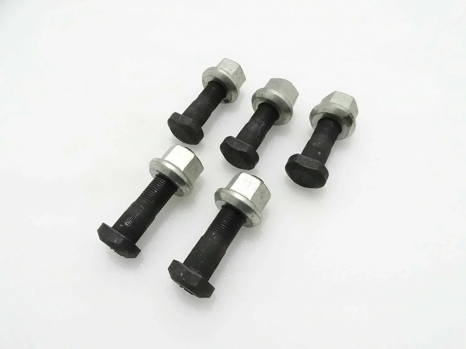 Wheel studs with hex nuts, black and silver threaded fasteners